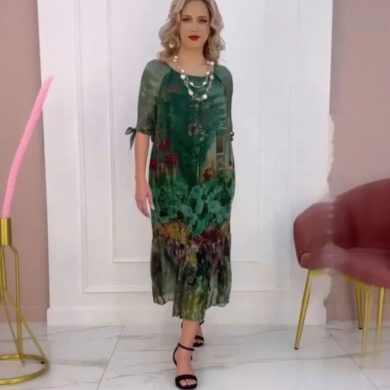 Giardino™ Dress with Botanical Print in Flowing Fabric / The Charm of Eternal Gardens in Your Style!