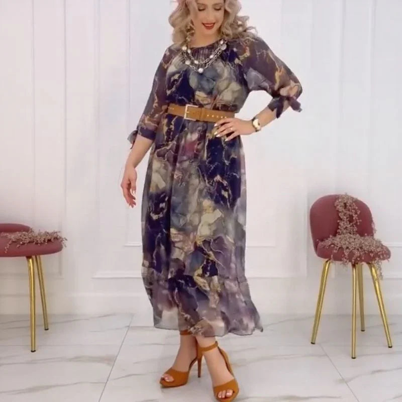 Giardino™ Dress with Botanical Print in Flowing Fabric / The Charm of Eternal Gardens in Your Style!