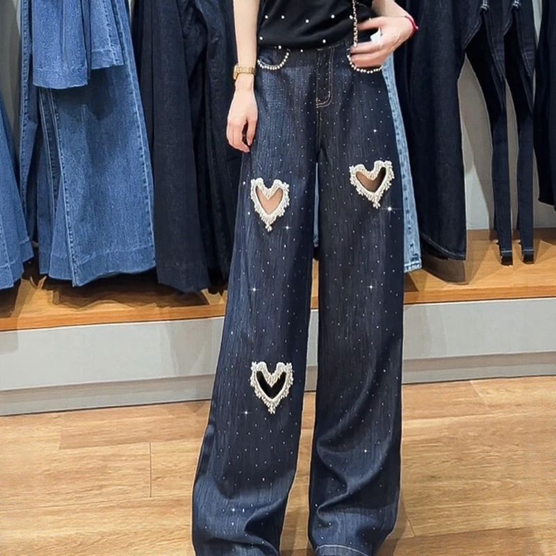 Lovely™ Women's Jeans with Embroidered Hearts and Pearl Cutouts / The Most Wanted Jeans of the Season!