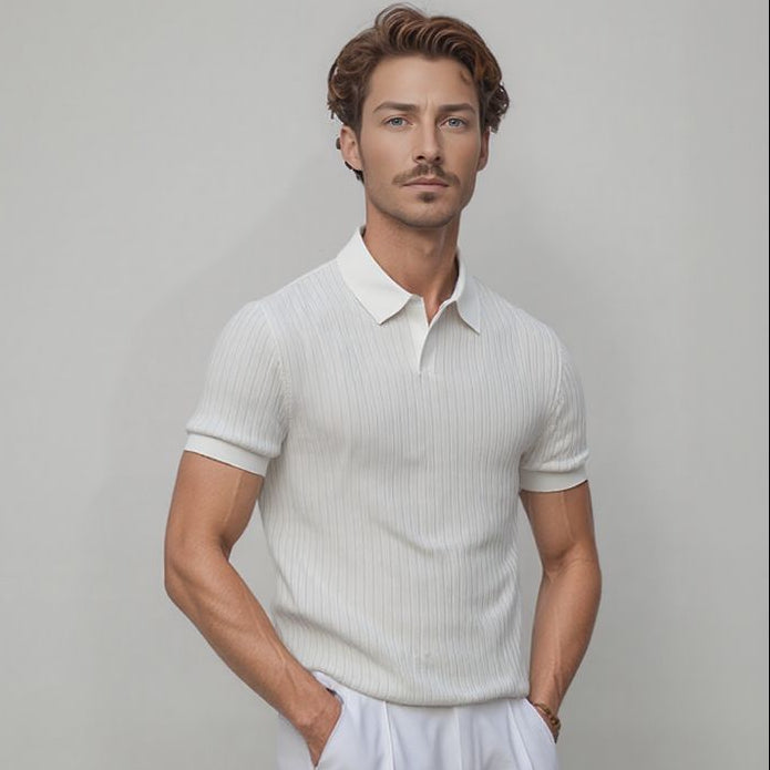 Da Vinci™ Polo Shirt in Lightweight Italian Knit with Minimalist Collar / Comfortable, Sophisticated and Impossible to Ignore!