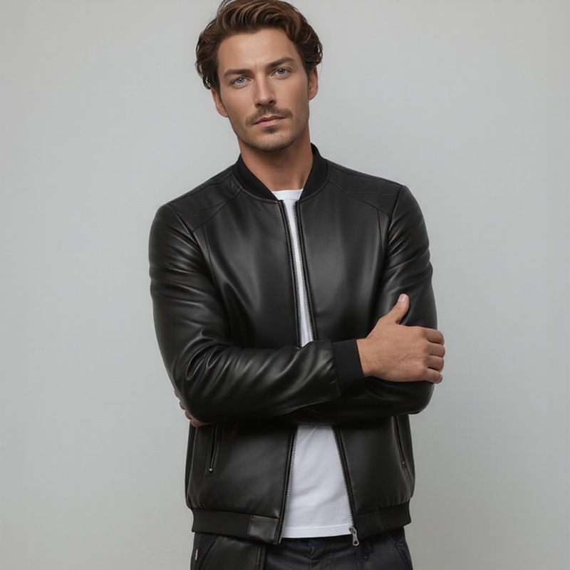 Maverick™ Jacket in Premium Leather with Minimalist Cut / The Essential for the Man Who Knows Style!