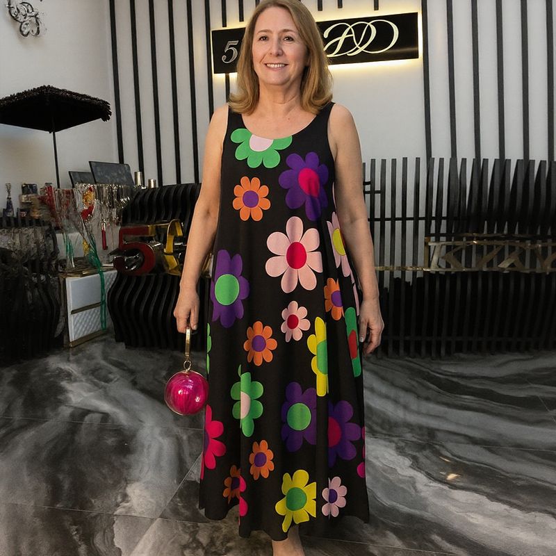 Flora™ Dress in Lightweight Fabric with Vibrant Floral Print / For Women Who Exude Energy and Charm!