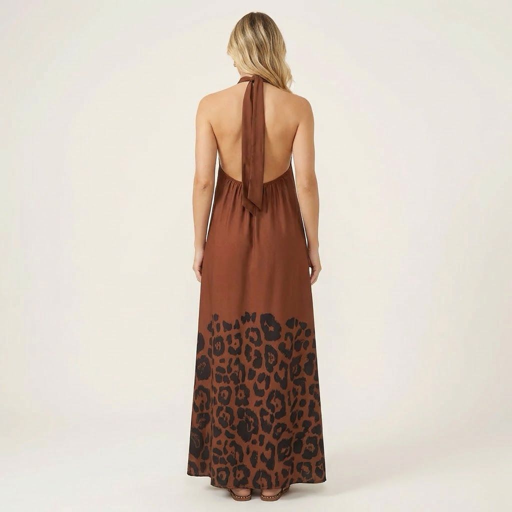 Isla Nomad™ Long Viscose Dress with Fluid Fit and Wild Print