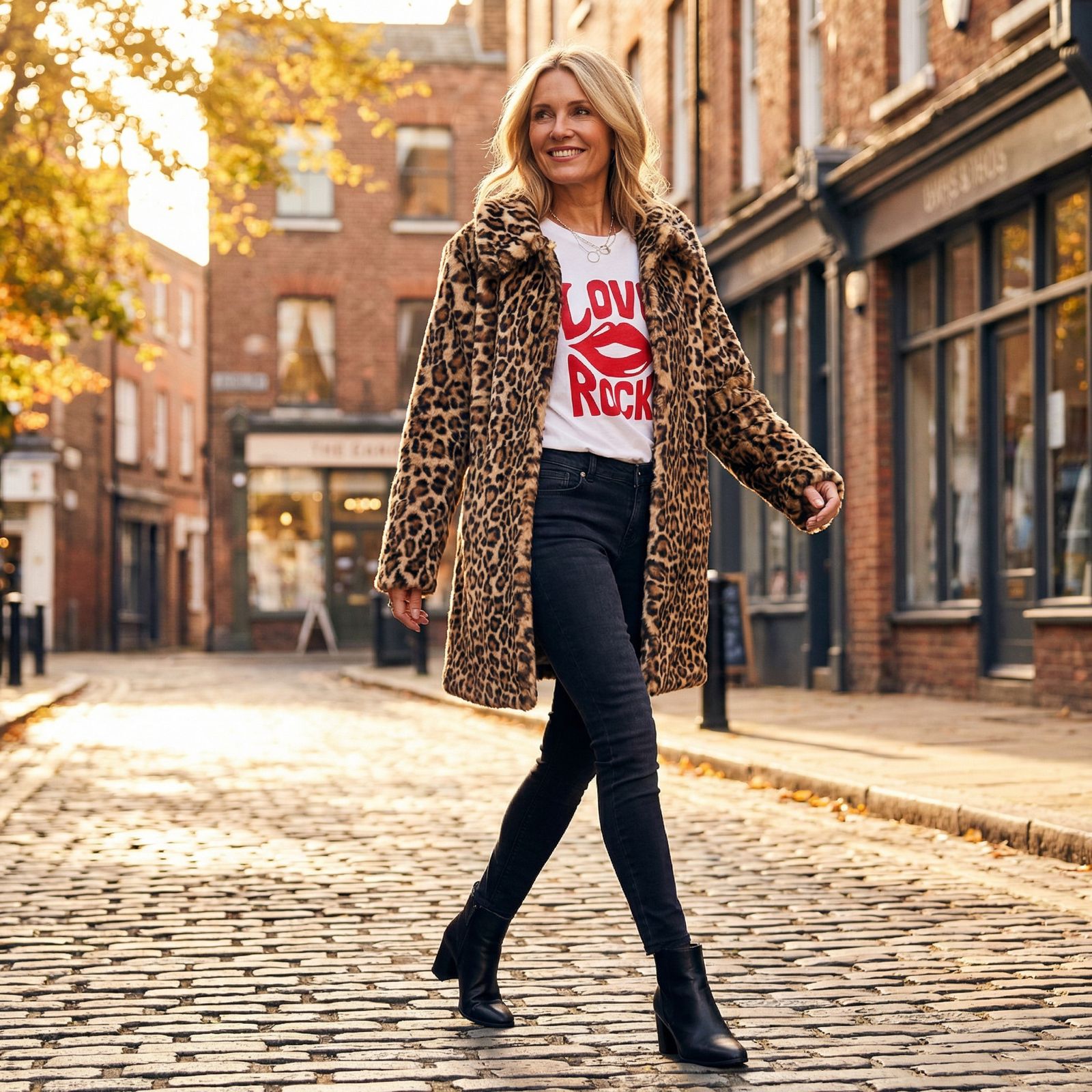 Leopard Luxe™ Faux Fur Coat with Elegant Tailored Fit