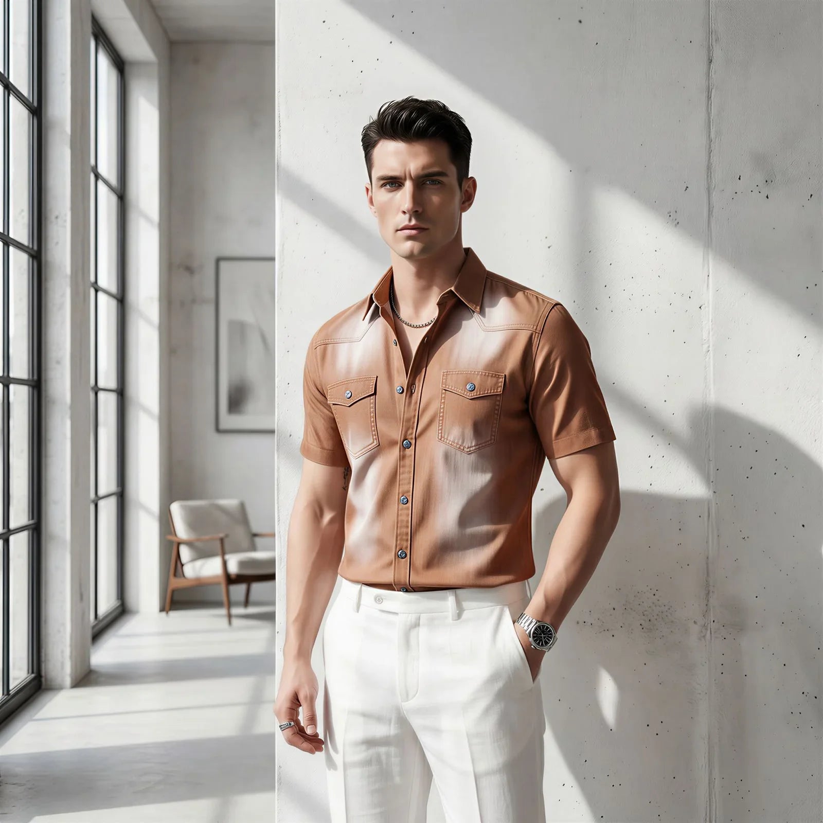 Vittorio™ Slim Fit Denim Shirt with Premium Faded Wash