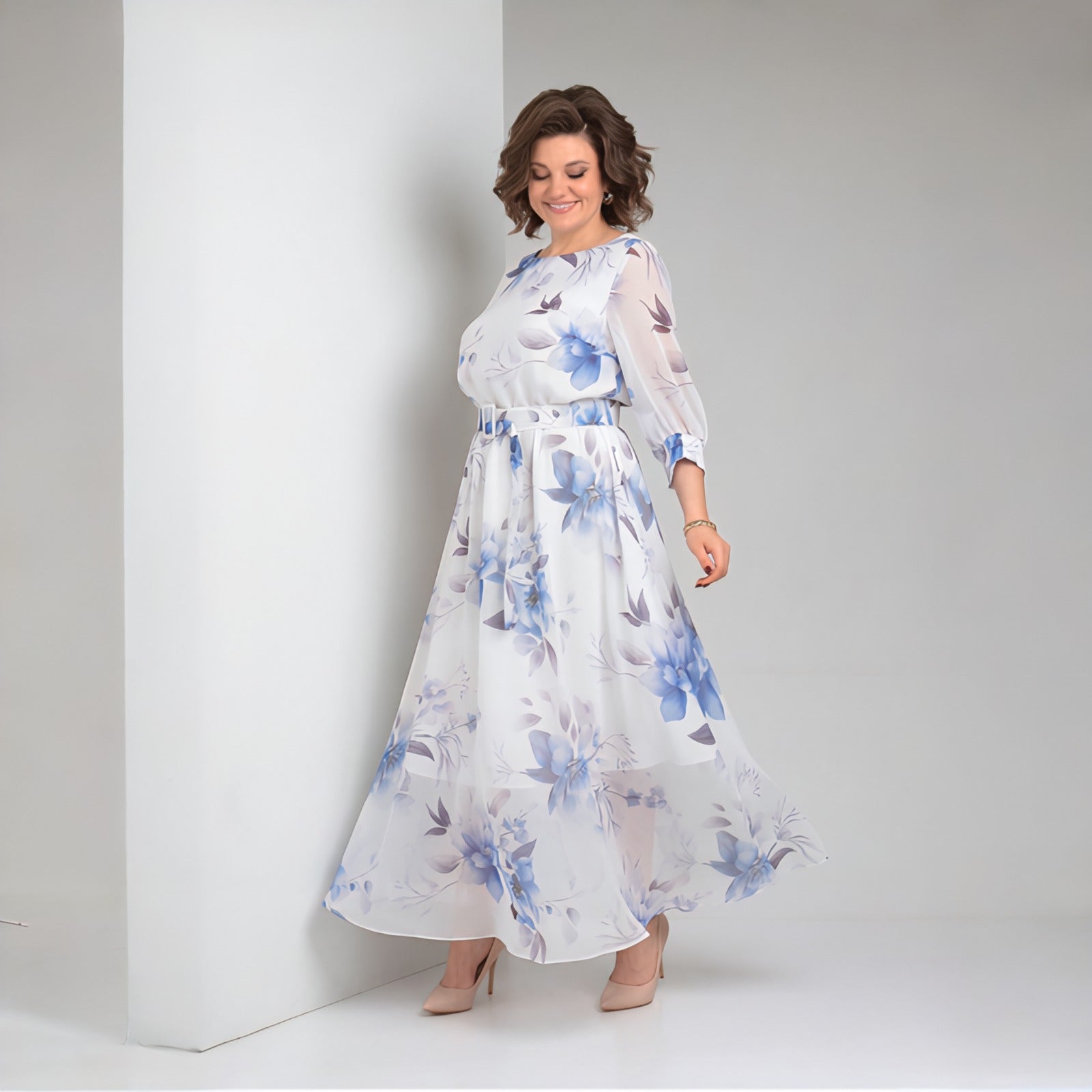 Manuela™ Dress with Defined Waist and Boat Neckline