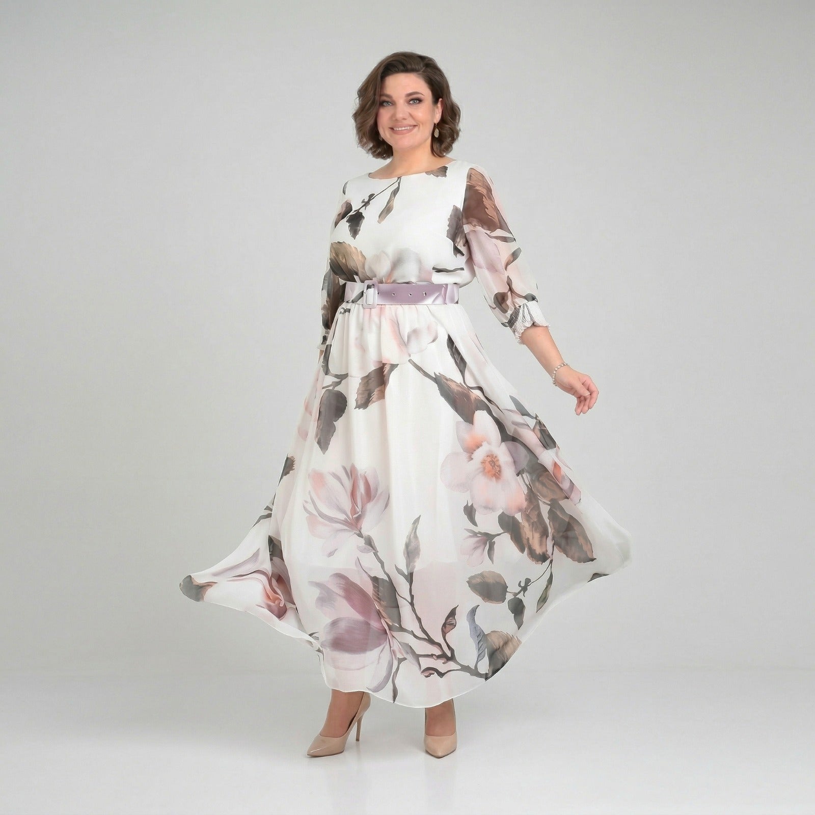 Manuela™ Dress with Defined Waist and Boat Neckline