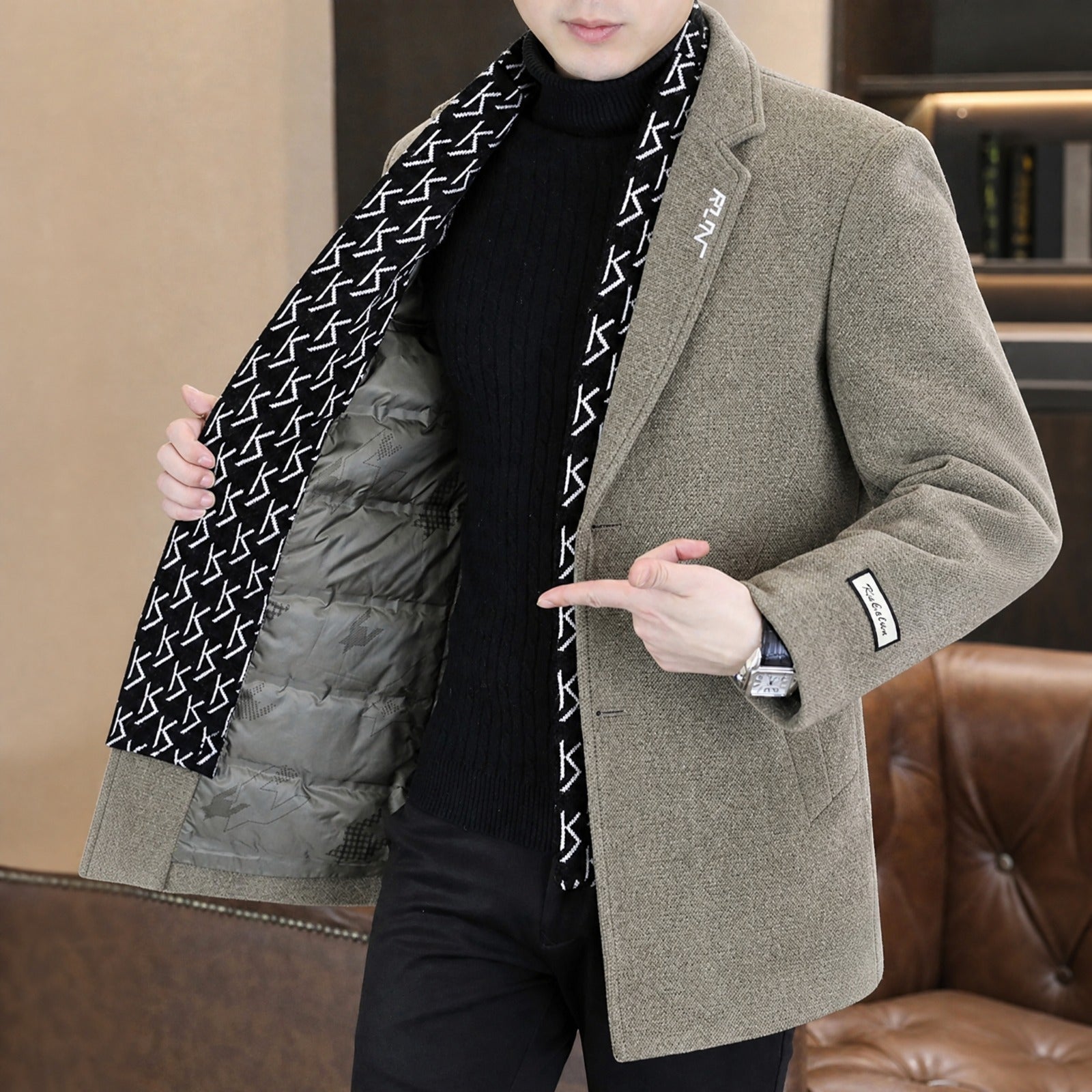 Meridian™ Coat with Integrated Scarf and Structured Classic Lapel