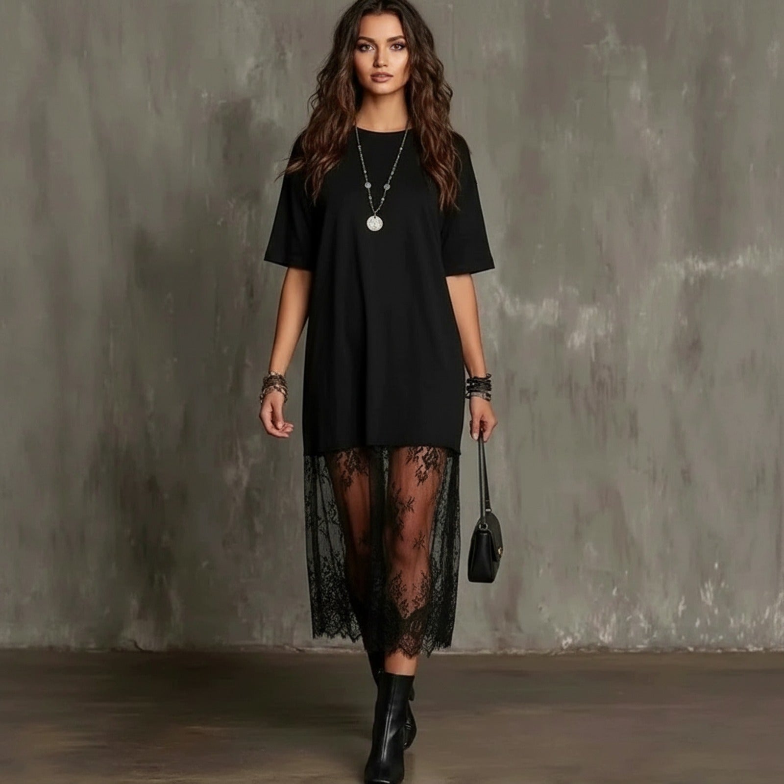 Lorient™ Maxi Dress with Sheer Lace Skirt