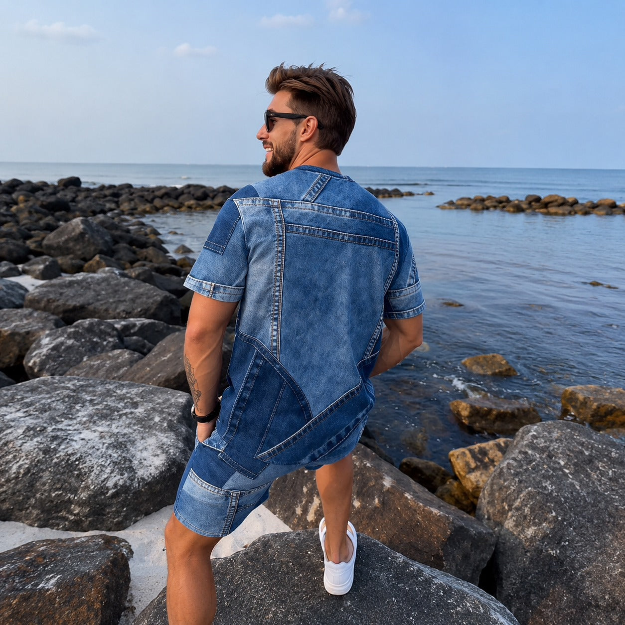 Dominic™ Denim-Effect Set with Short Sleeve T-Shirt