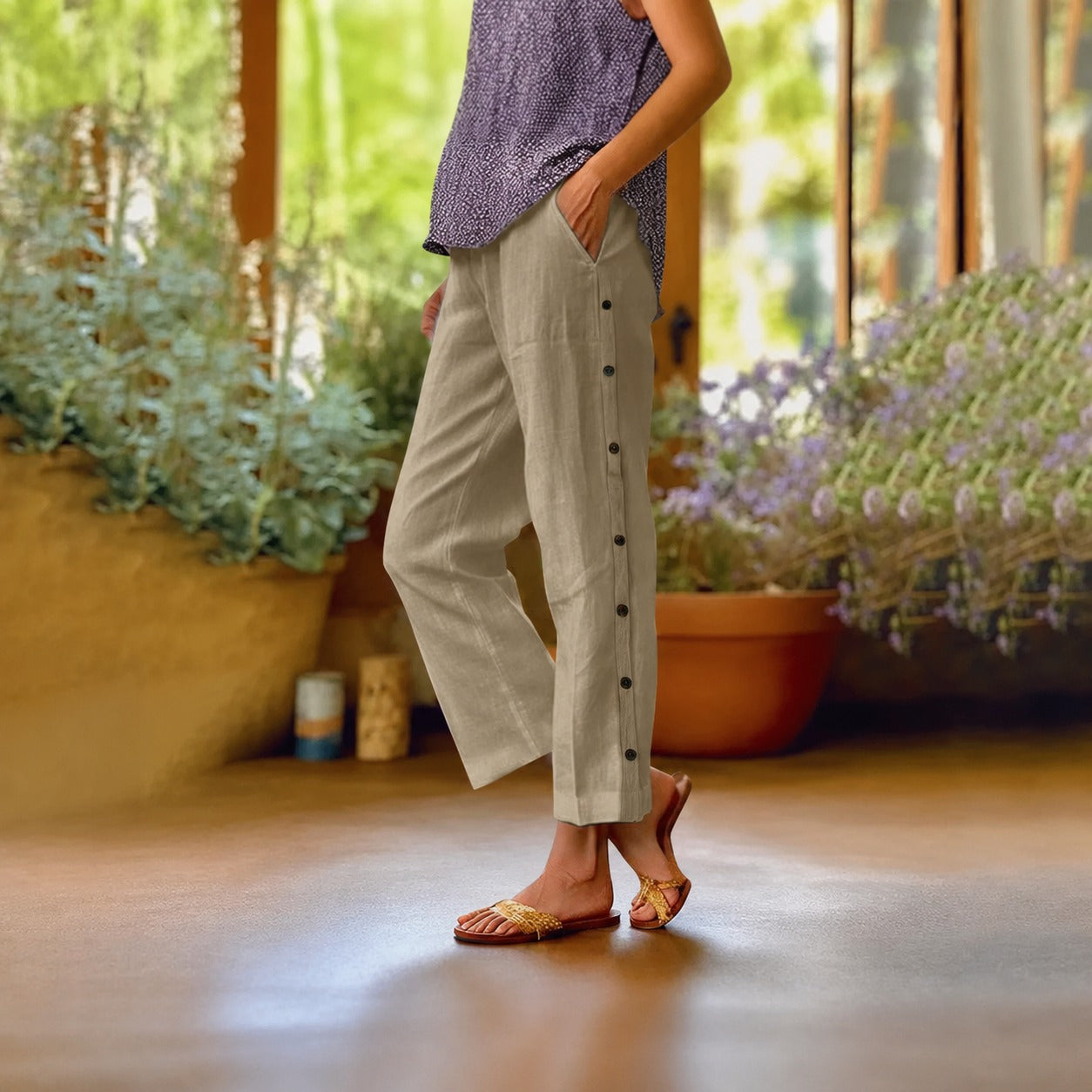 Ella™ Cropped Culotte Pants with Elegant Side Details