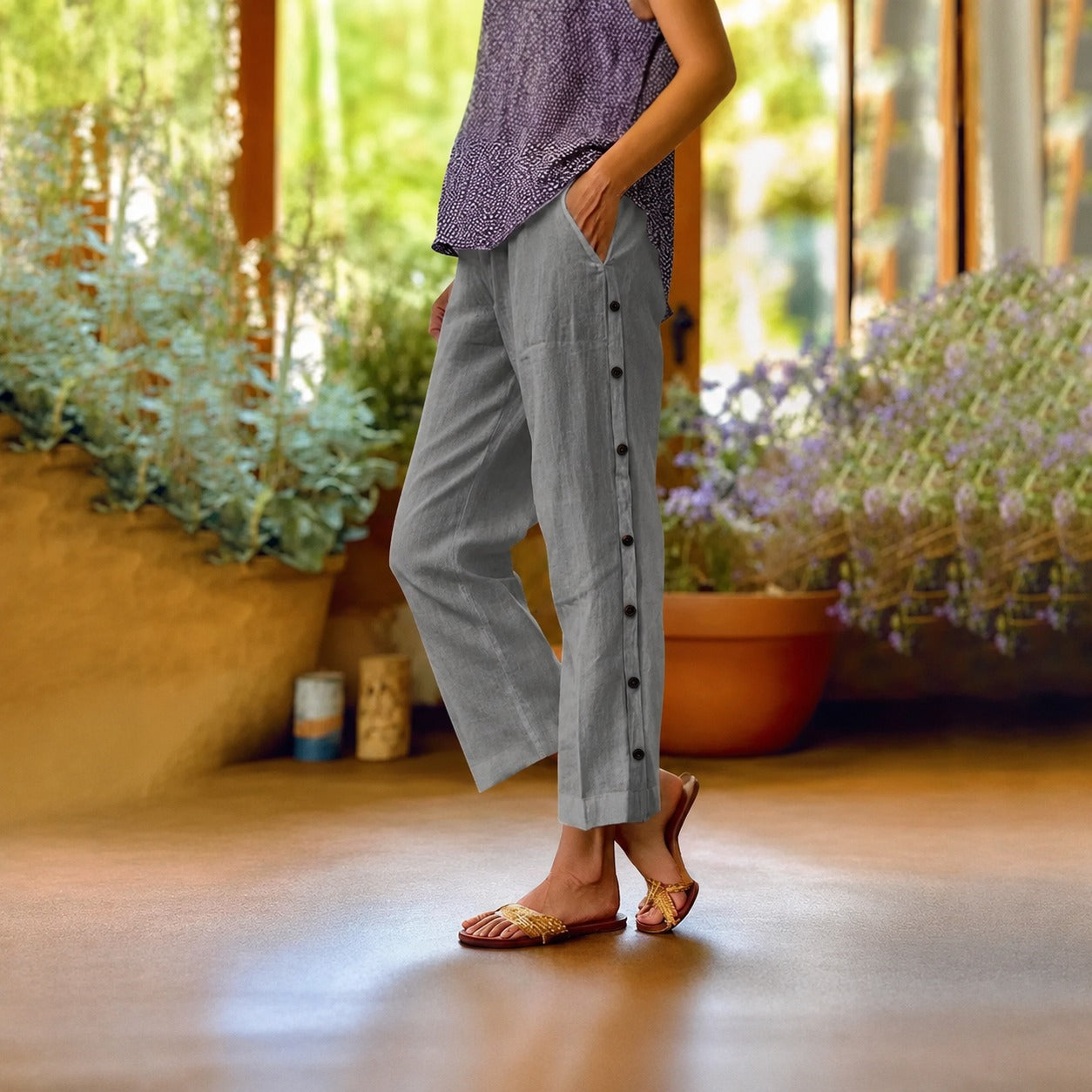 Ella™ Cropped Culotte Pants with Elegant Side Details