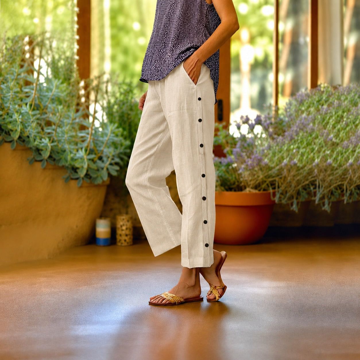 Ella™ Cropped Culotte Pants with Elegant Side Details