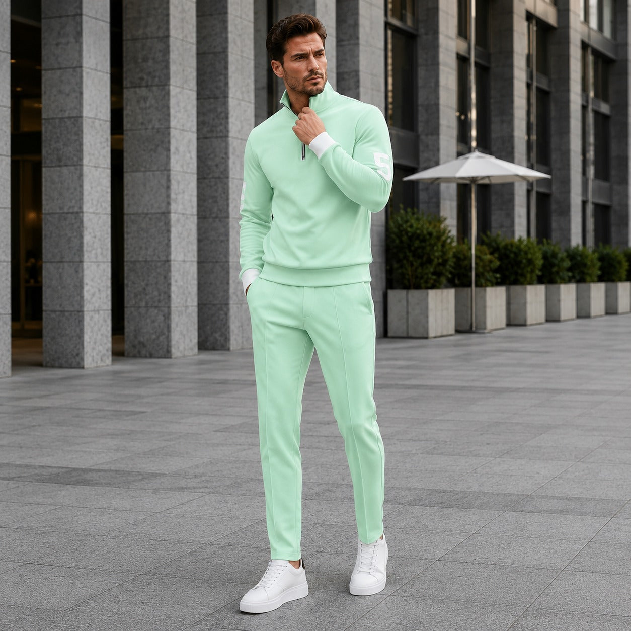 Alexander™ Set with High Collar Zip Top and Minimalist Pants