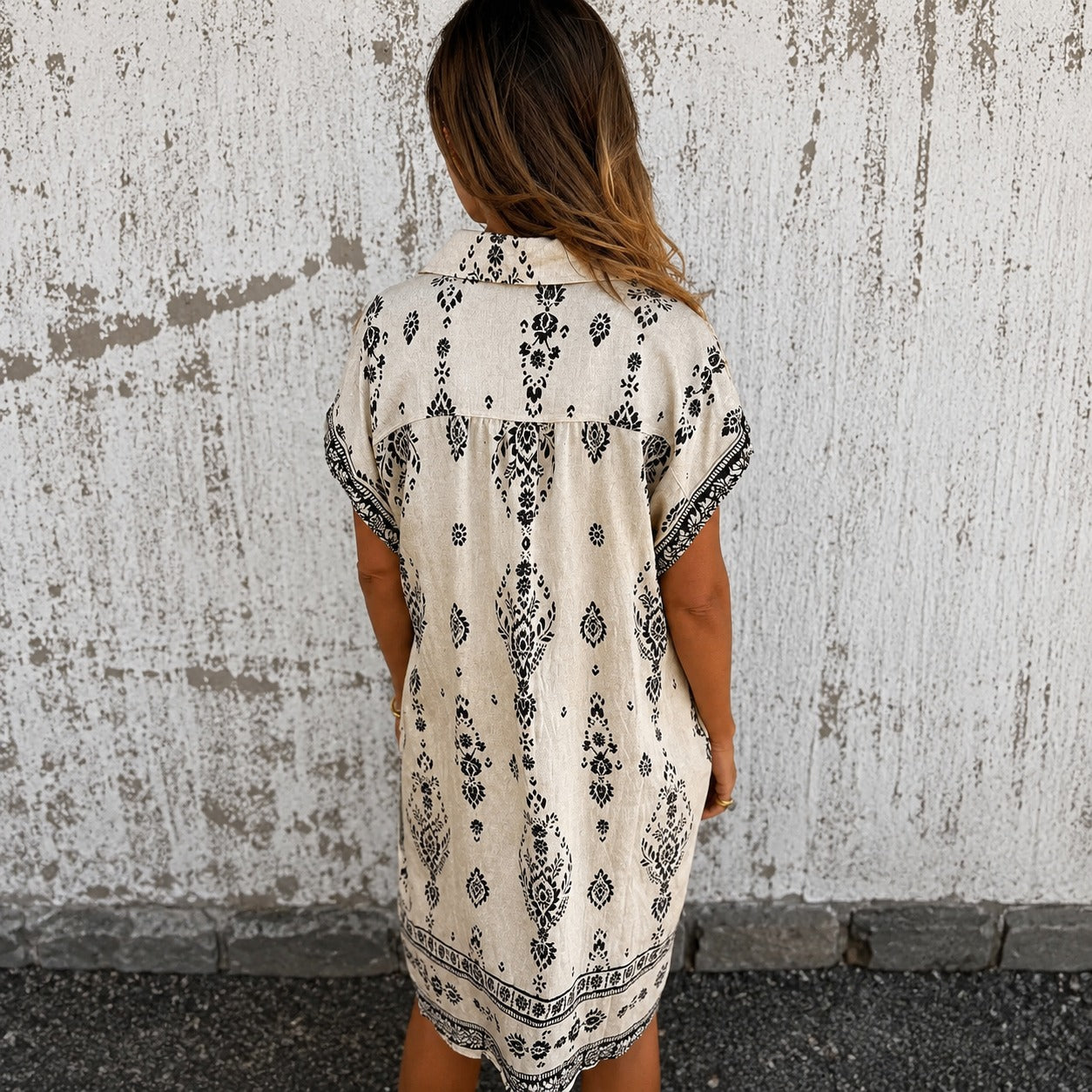 Zahara™ Cotton Linen Midi Dress with Front Button Detail