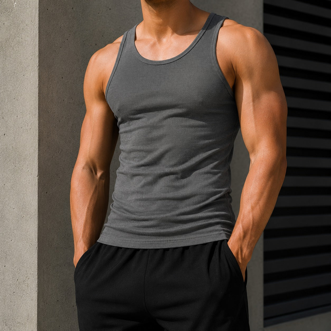 Tank Top Carl™ with Body-Hugging Fit, High Stretch and Crew Neck