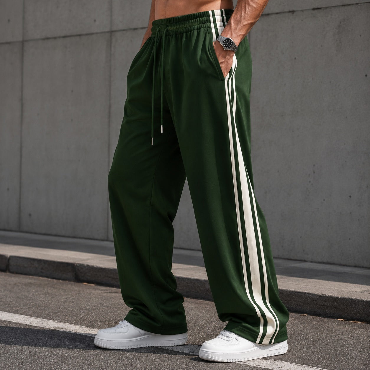 Pants Maxton™ with Side Stripes, Drawstring Waist and Straight Leg