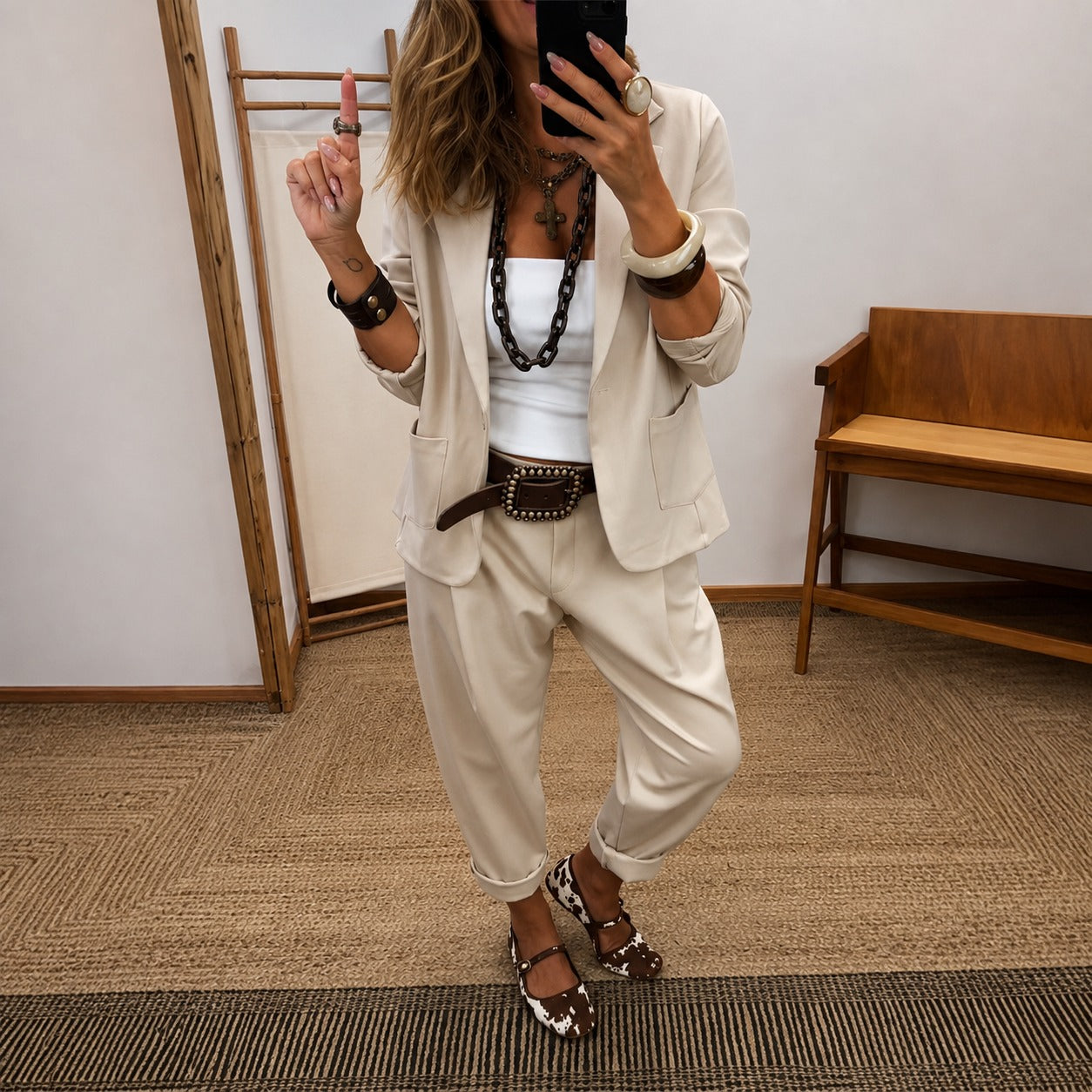 Coord Set Verenza™ with Tailored Blazer, Relaxed Pants and Drawstring Waist