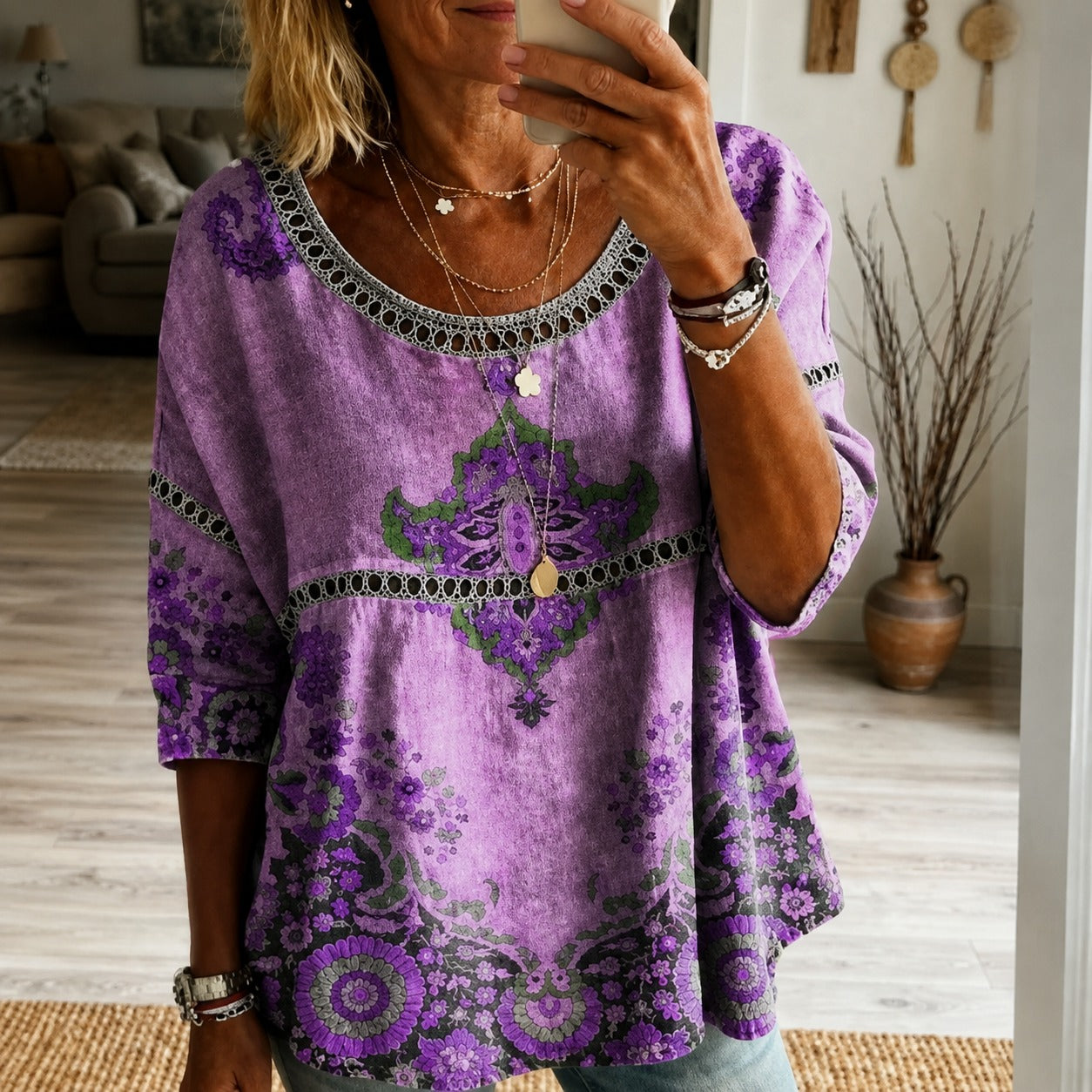 Blouse Adeline™ with Boho Chic Print and Relaxed Fit