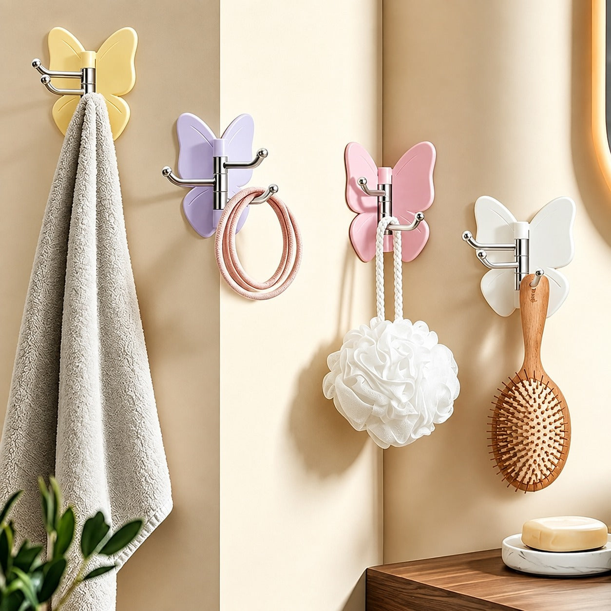 [BUY 5, GET 5 FREE] Butterfly Adhesive Hook Set with Adjustable Wings and 3 Swivel Hooks