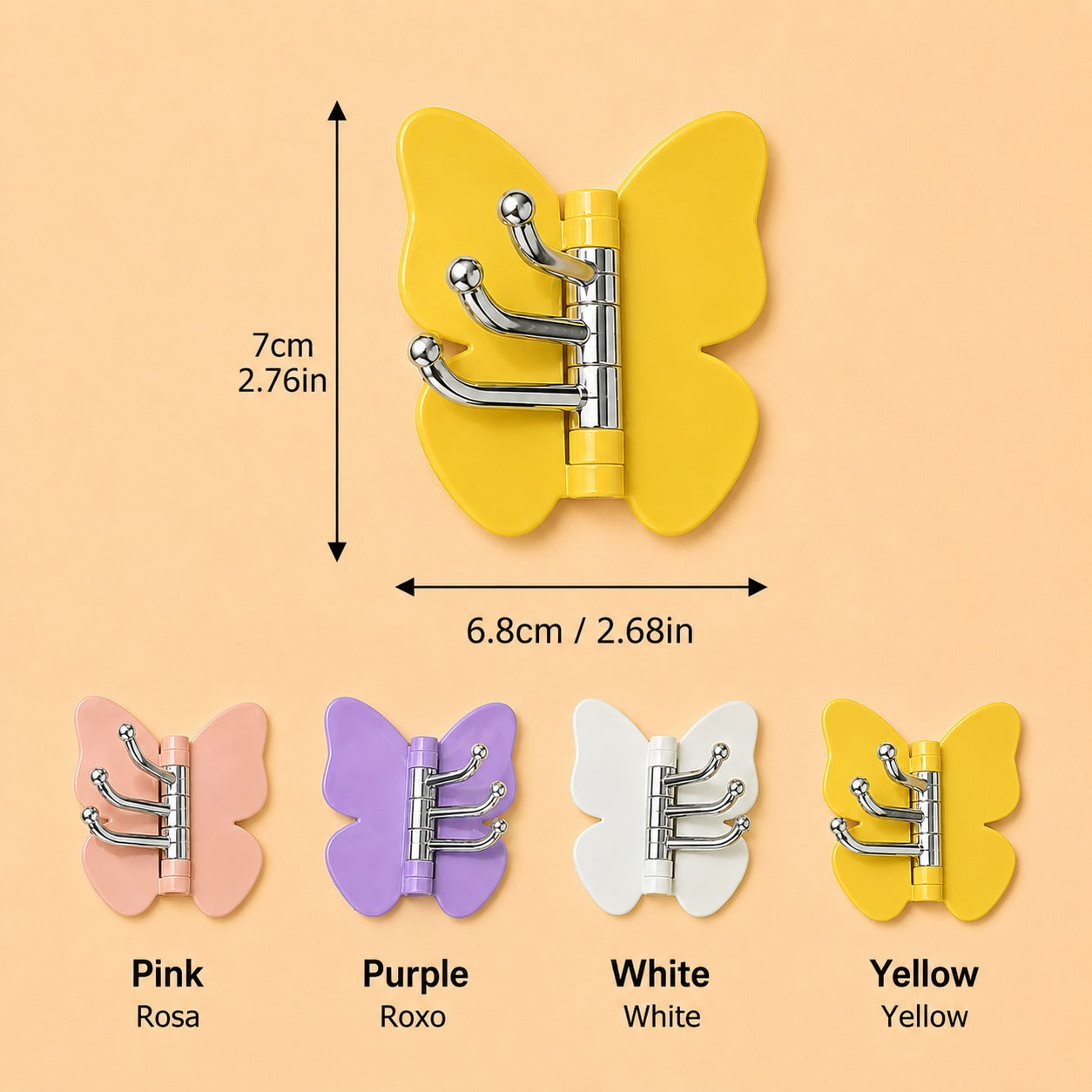 [BUY 5, GET 5 FREE] Butterfly Adhesive Hook Set with Adjustable Wings and 3 Swivel Hooks