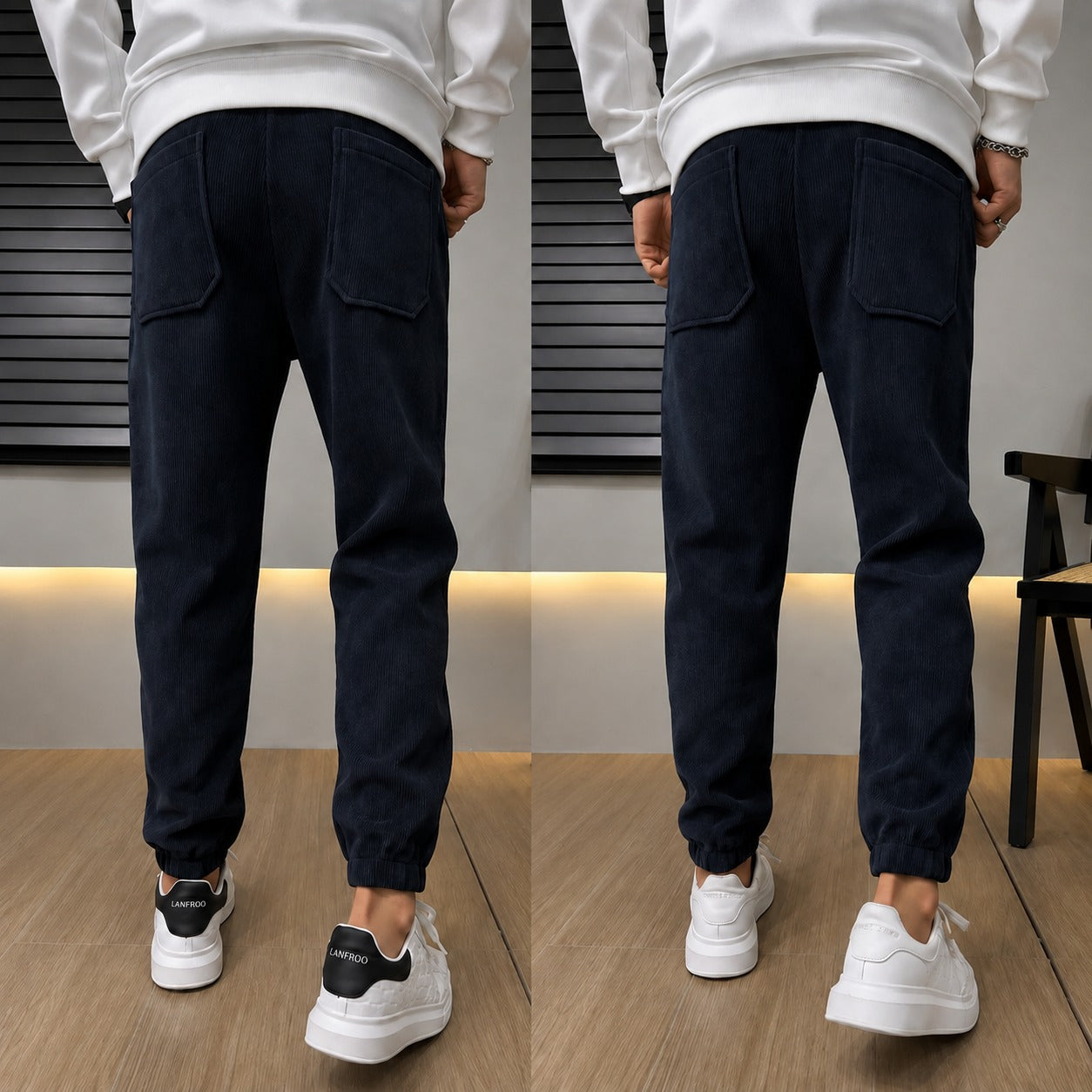 Pants Cedric™ with Ribbed Texture, Drawstring Waist and Tapered Fit