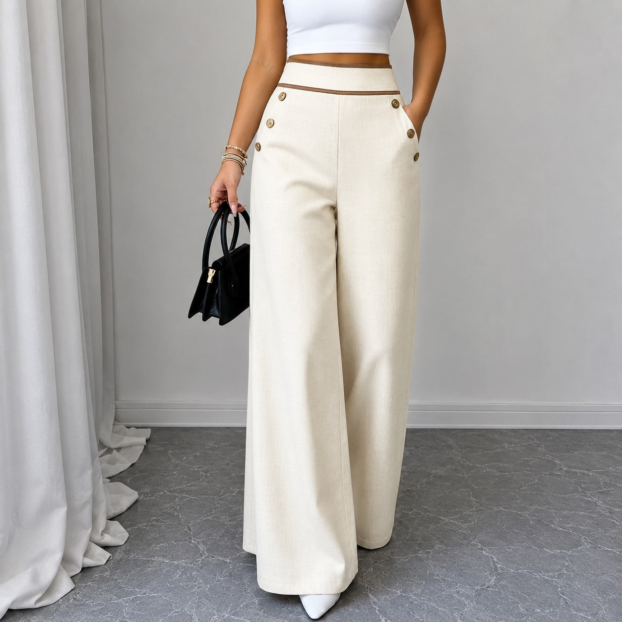 Pants Whitney™ with High Waist, Contrast Trim and Tailored Design