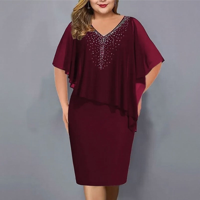 Maresse™ Dress with Asymmetrical Overlay and Sparkling Embellishments