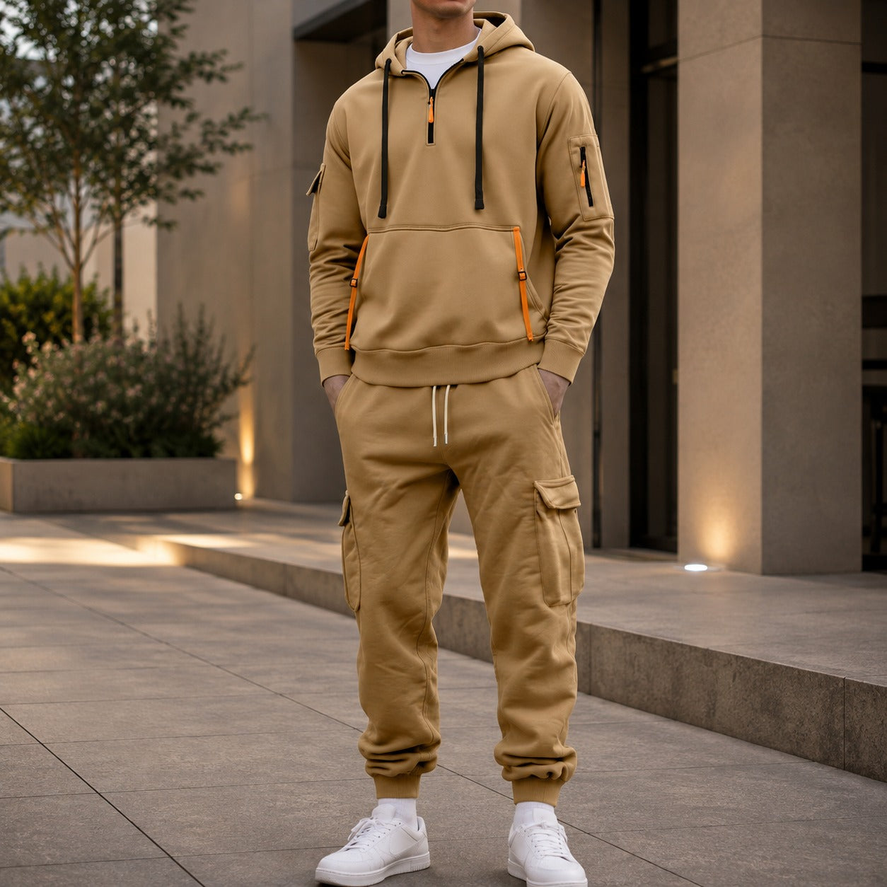Drevon™ Set with Utility-Pocket Hoodie and Cargo Jogger Pants