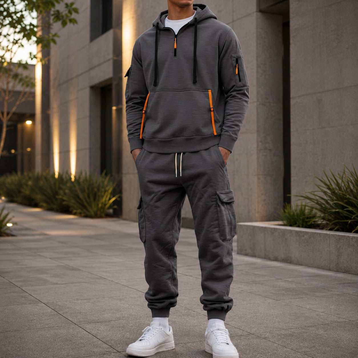 Drevon™ Set with Utility-Pocket Hoodie and Cargo Jogger Pants