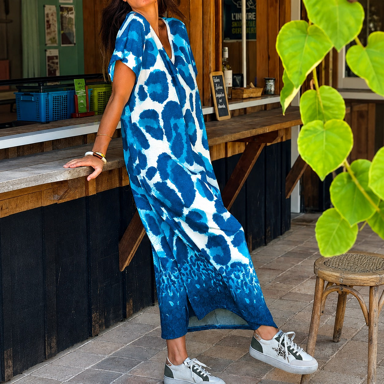 Dress Lucienne™ with Bold Animal Print and Flowy Drape