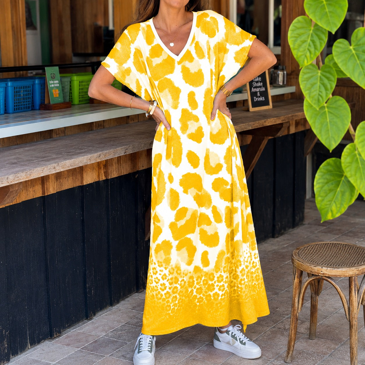 Dress Lucienne™ with Bold Animal Print and Flowy Drape