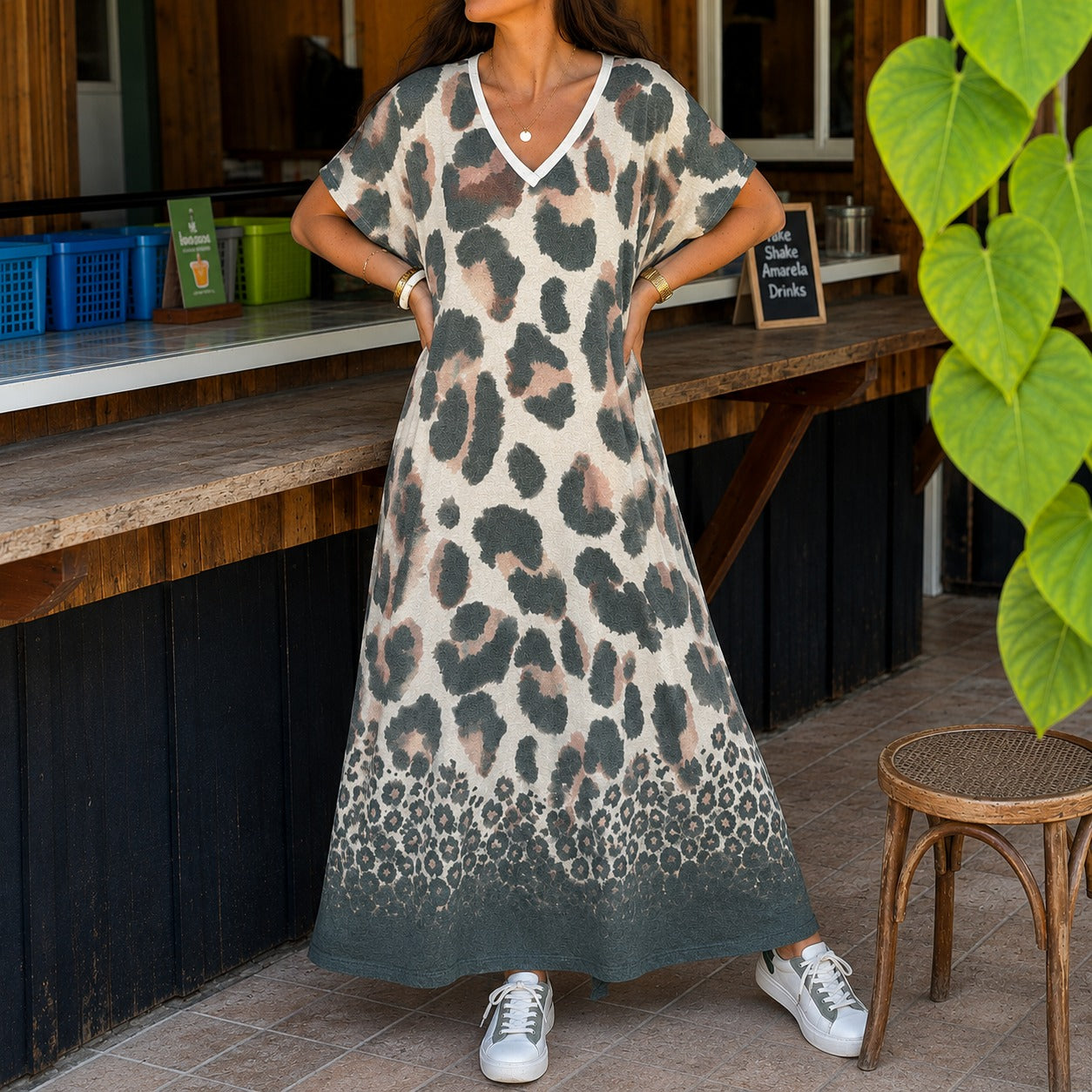 Dress Lucienne™ with Bold Animal Print and Flowy Drape