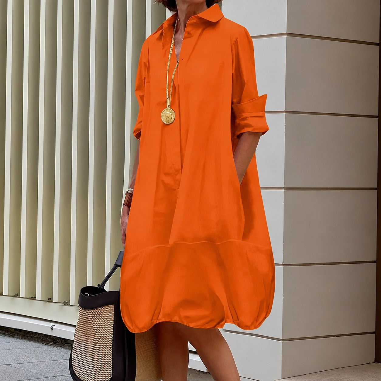 Shirt Dress Chelsea™ with Relaxed Fit and Balloon Hem