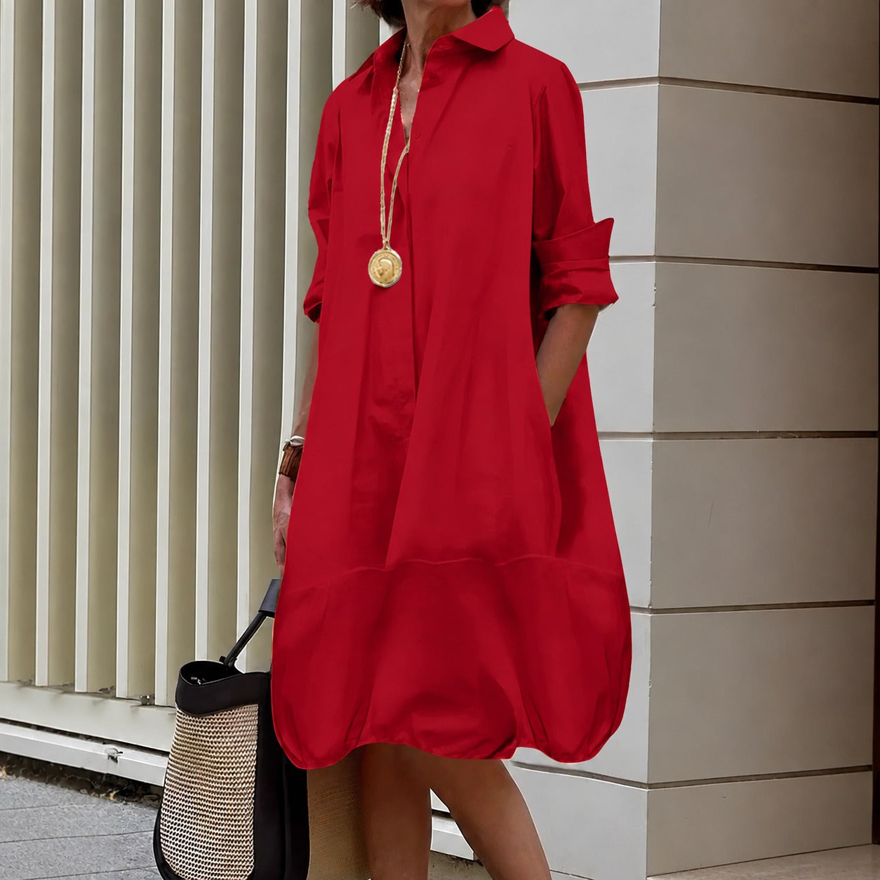 Shirt Dress Chelsea™ with Relaxed Fit and Balloon Hem