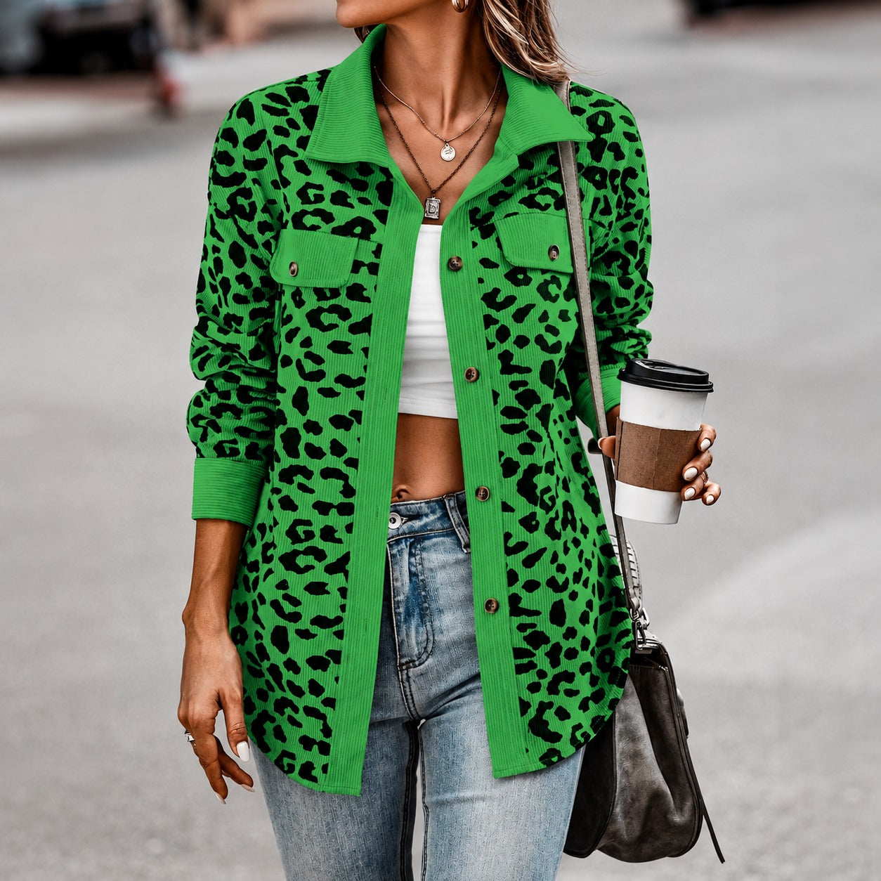 Jacket Maggie™ with Leopard Print and Flap Pockets