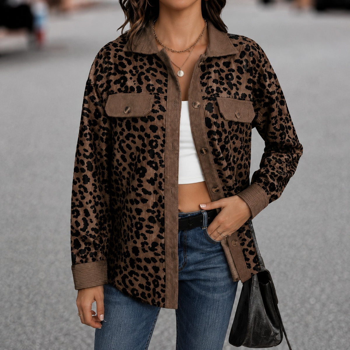 Jacket Maggie™ with Leopard Print and Flap Pockets