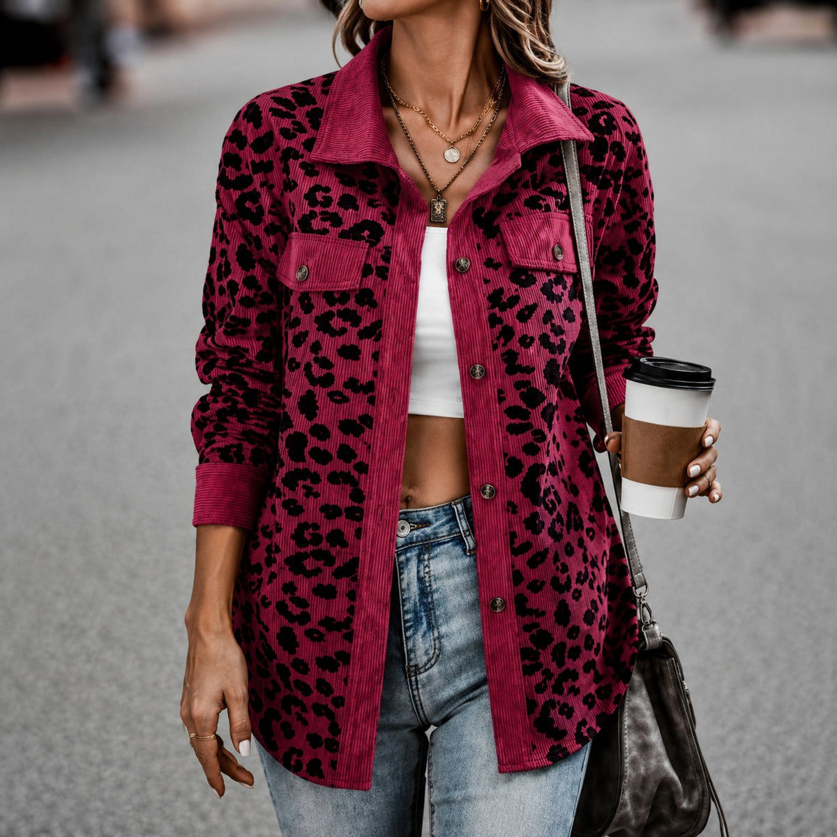 Jacket Maggie™ with Leopard Print and Flap Pockets