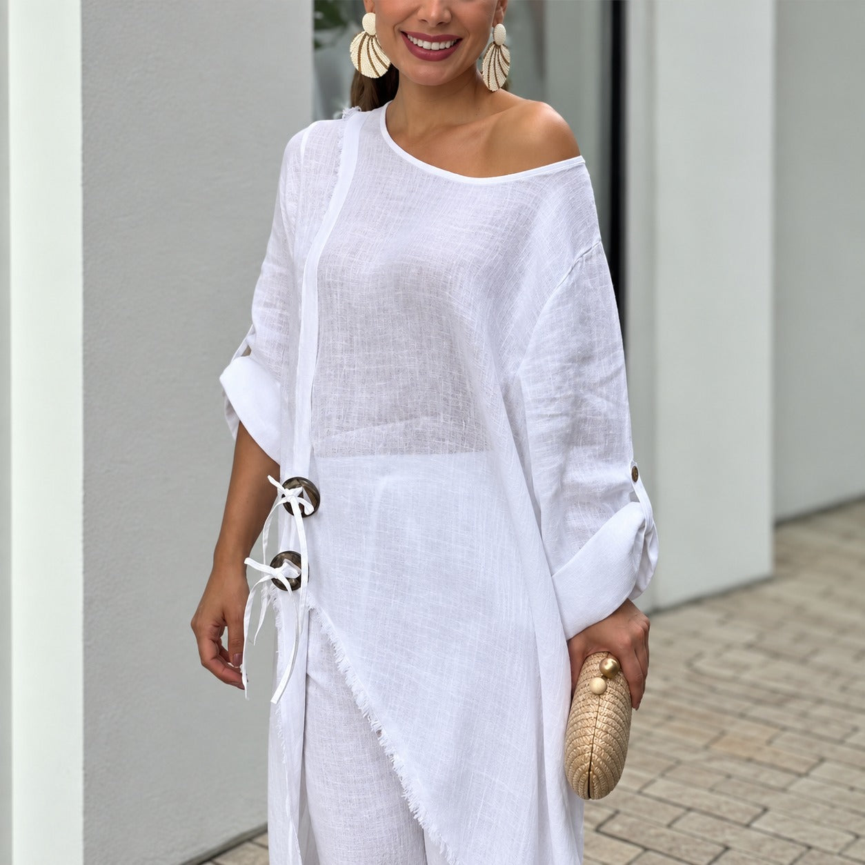 Set Aubrey™ with Asymmetric Tie-Side Top and Relaxed-Fit Pants