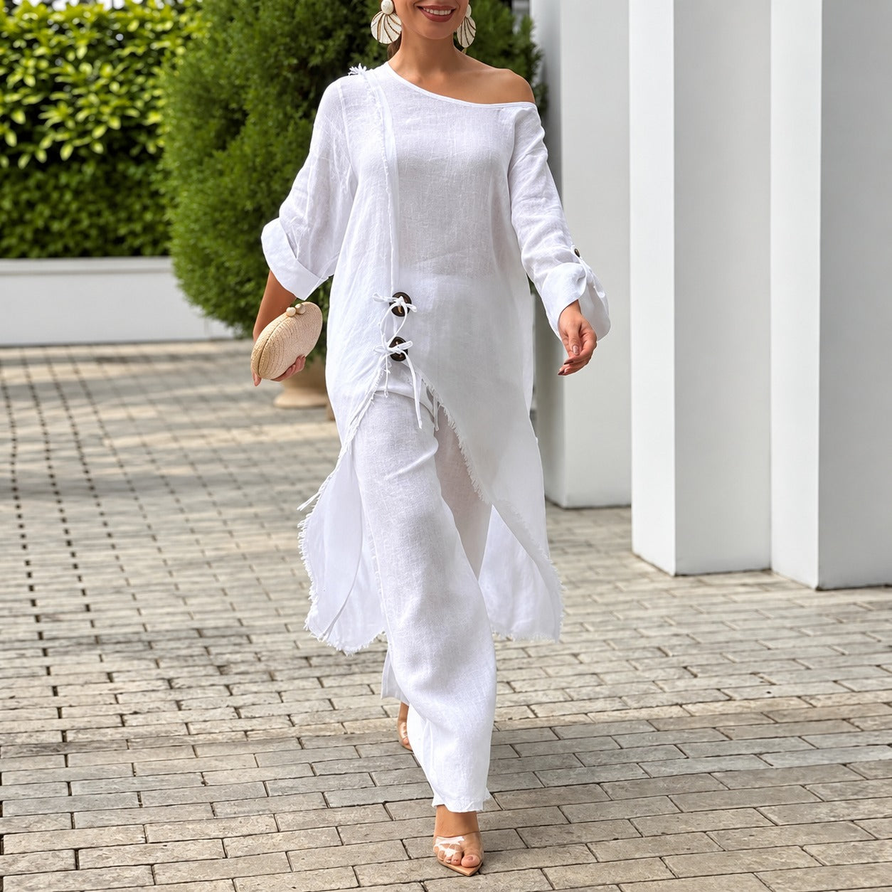 Set Aubrey™ with Asymmetric Tie-Side Top and Relaxed-Fit Pants