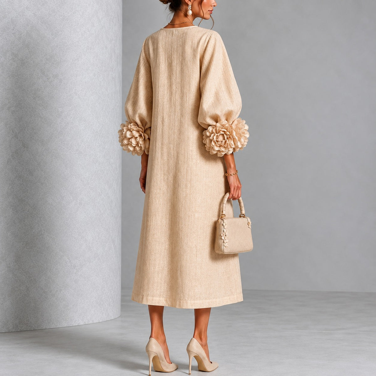 Sedona™ Cotton-Linen Dress with Floral Appliqués