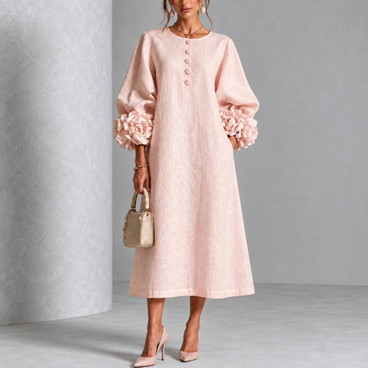 Sedona™ Cotton-Linen Dress with Floral Appliqués