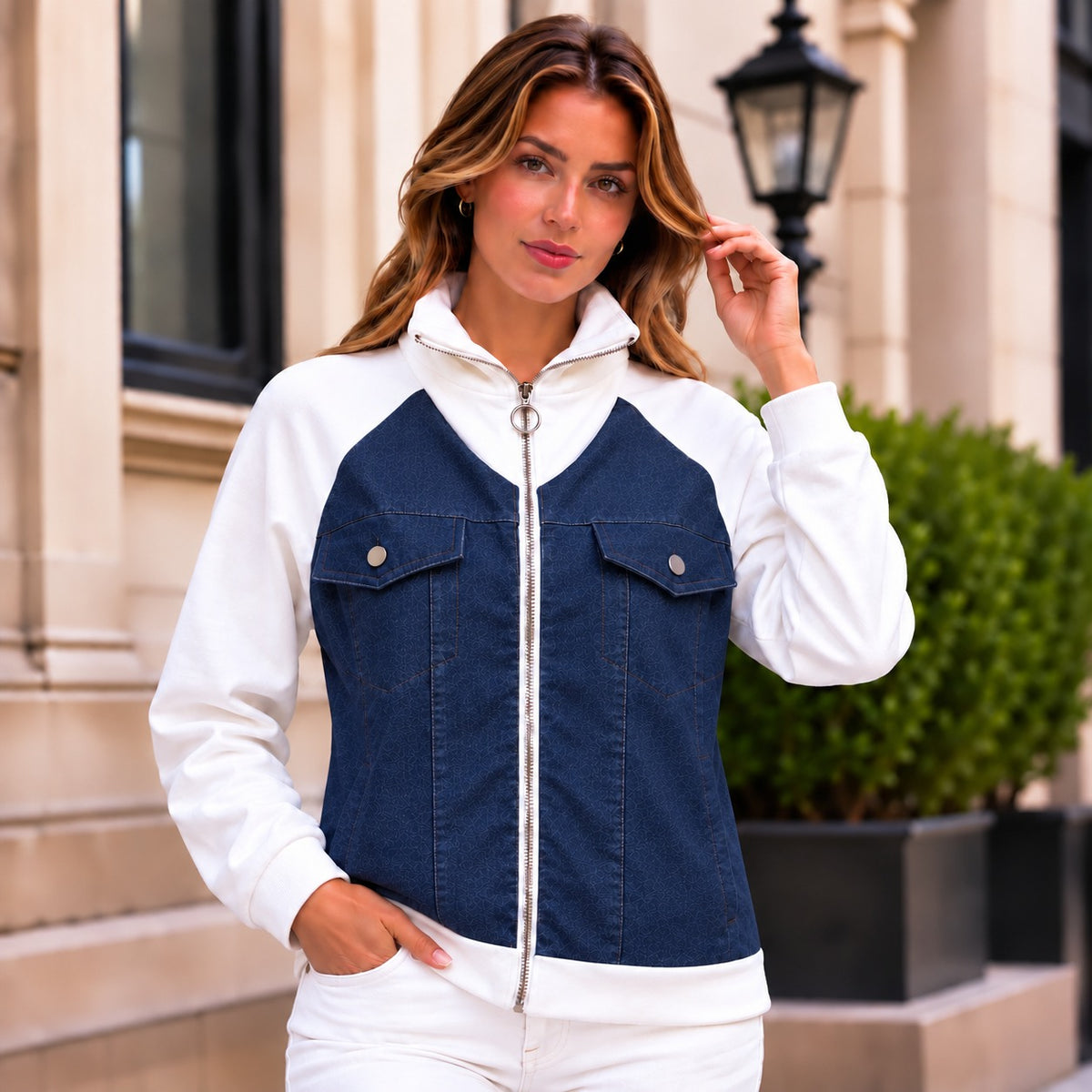 Verena™ Jacket with Two-Tone Design and Structured High Collar