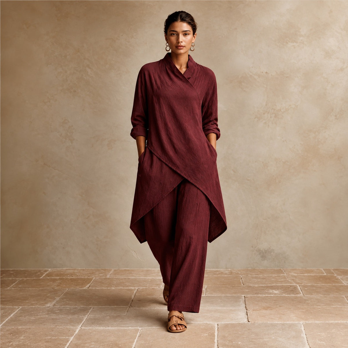 Set Ardmore™ with Asymmetrical Wrap Top and Wide-Leg Pants