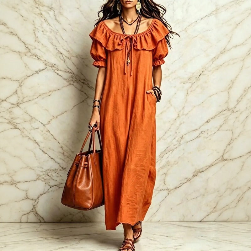 Neroli™ Dress with Off-the-Shoulder Neckline, Charming Ruffle and Relaxed Fit