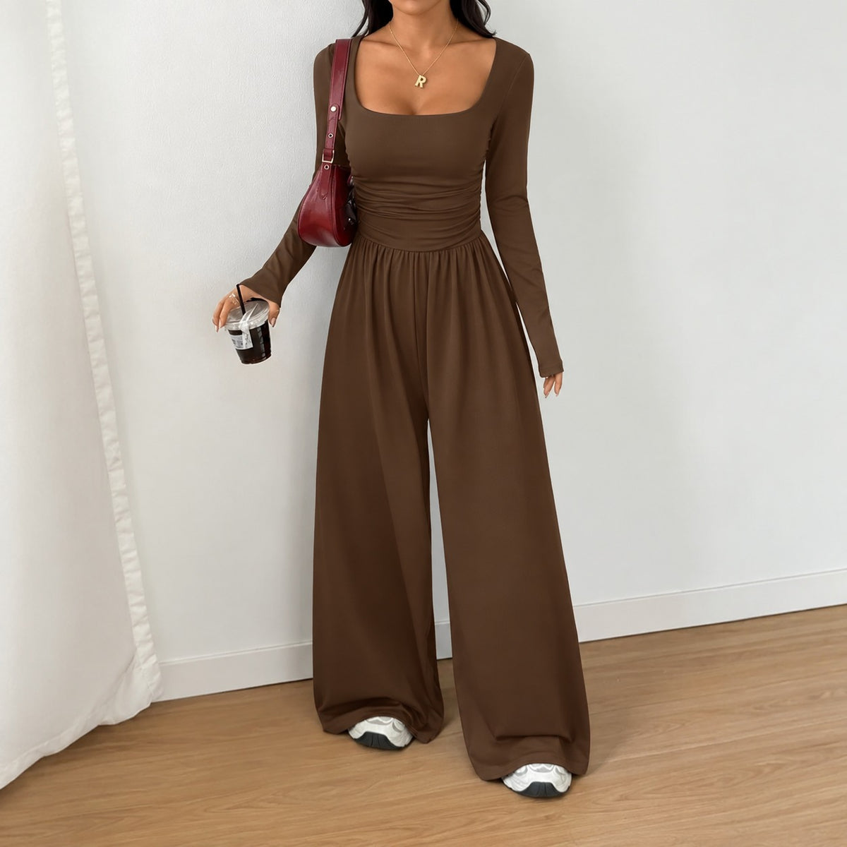 Serena™ Wide-Leg Jumpsuit with Long Sleeves and a Defined Waist
