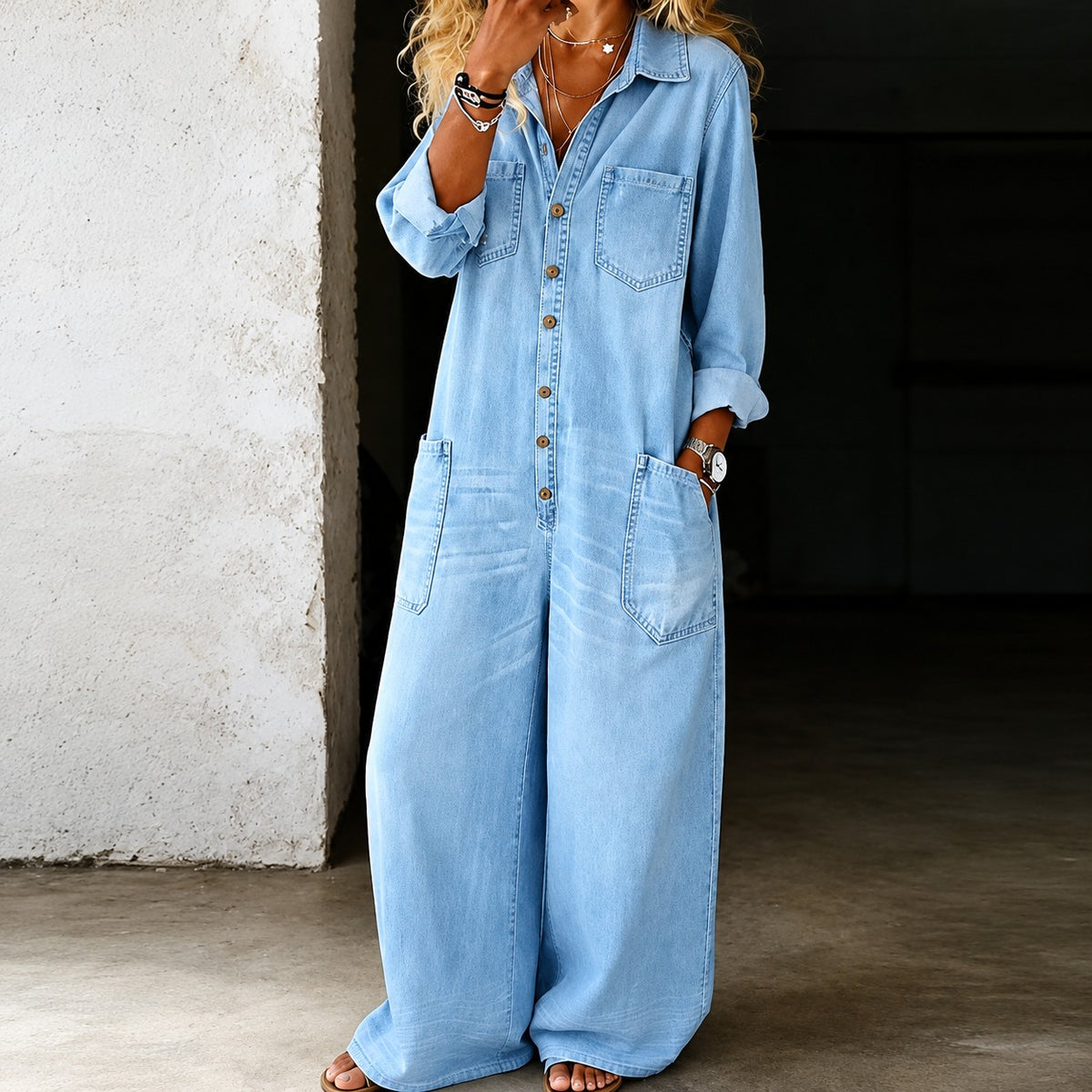 Jumpsuit Bristol™ with Wide-Leg Silhouette and Button-Front Design