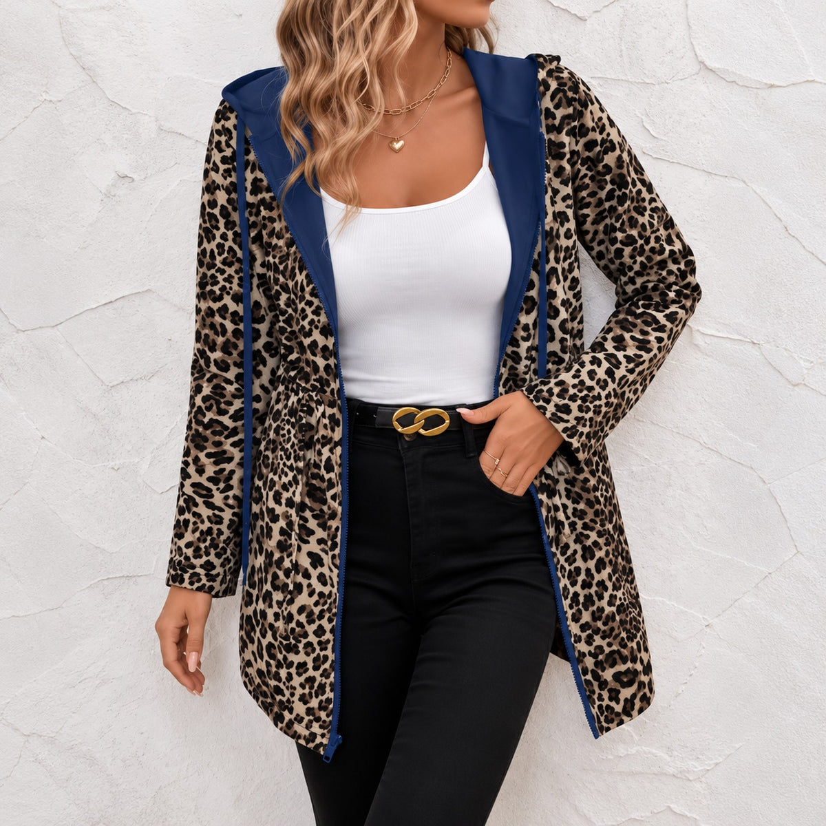 Leonira™ Reversible Jacket with Animal Print, Hood and Adjustable Waist