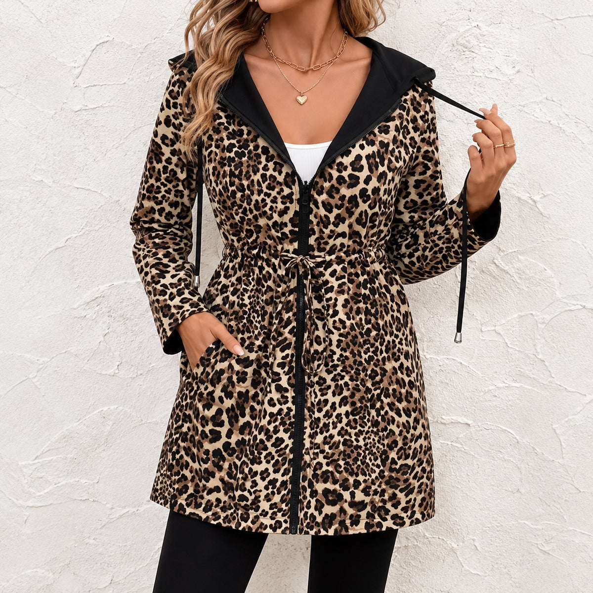 Leonira™ Reversible Jacket with Animal Print, Hood and Adjustable Waist