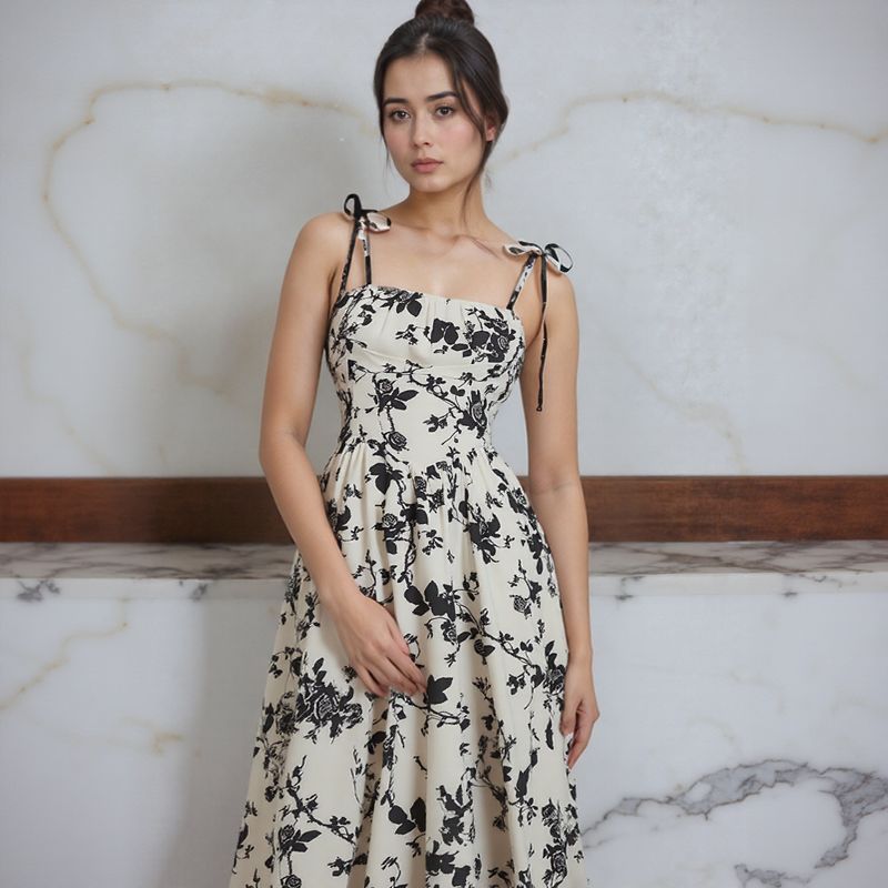 Violet™ Dress with Floral Print and Wide Comfortable Skirt / Timeless Sophistication and Freedom for Real Women!